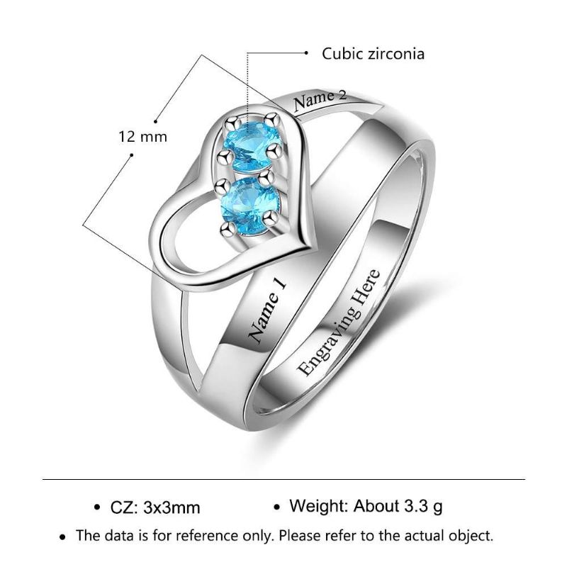 Anneaux De Pierre De Naissance Anneaux De Mères En Argent Sterling 925 Personnalisé Pierre De Naissance Famille Zircon Cubique Bague Cadeau De Fête Des Mères