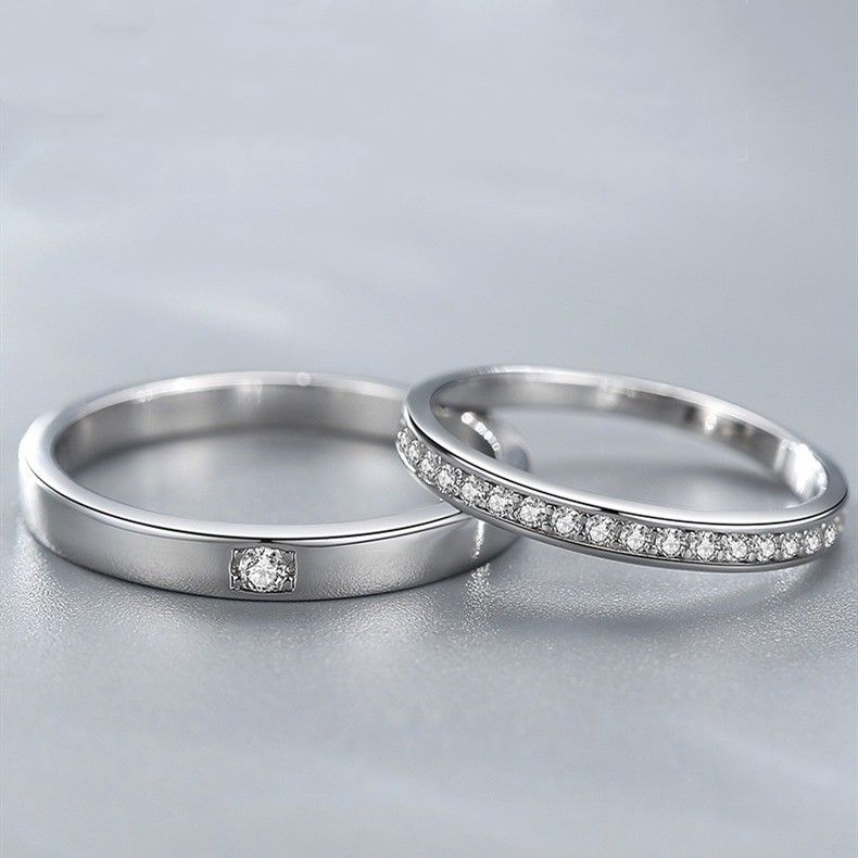 Anneaux De Promesse Assortis Empilables Pour Couples En Argent Sterling