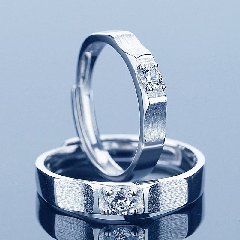 Bague Femme Argent 925 Plaqué Or 14K - Zircone Cubique, Réglable, Hypoallergénique - Cadeau élégant Fiançailles Ou Quotidien