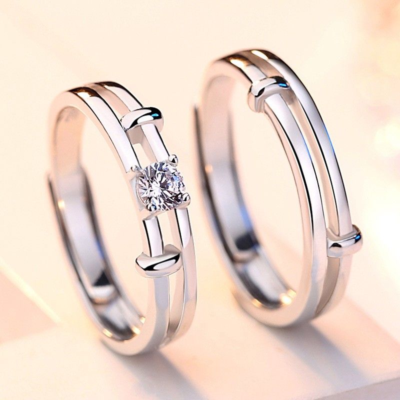 Anneaux De Promesse Simples Pour Couples En Anneaux De Couple Ajustables En Argent Sterling 925