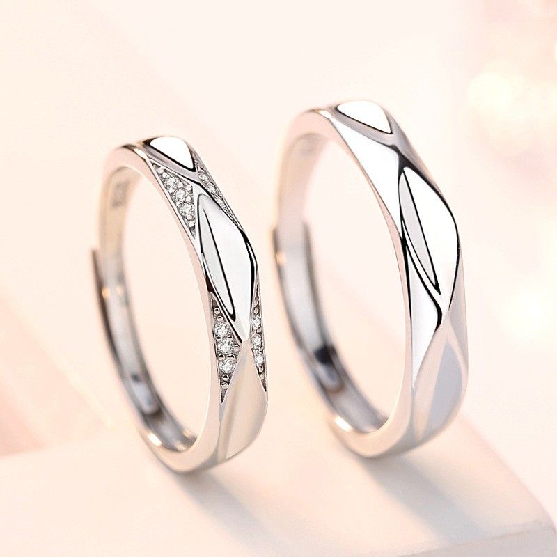 Anneaux De Promesse Simples Pour Couples En Anneaux De Couple Ajustables En Argent Sterling 925