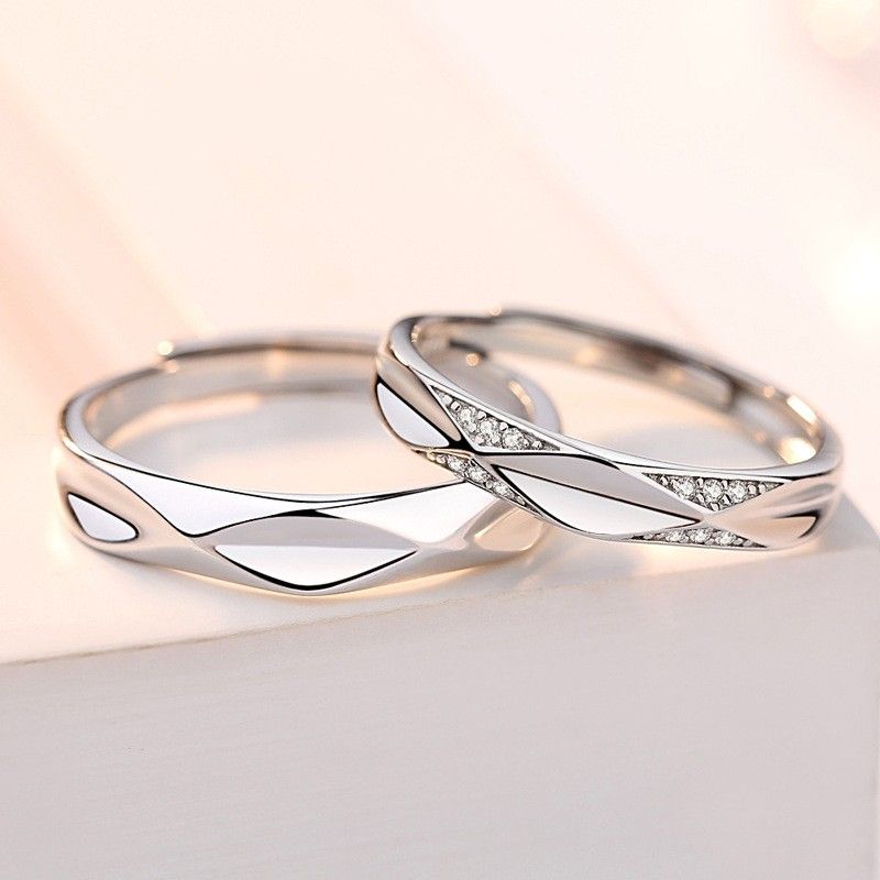 Anneaux De Promesse Simples Pour Couples En Anneaux De Couple Ajustables En Argent Sterling 925