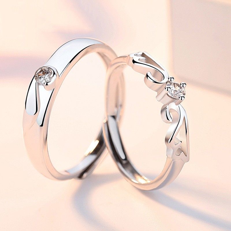 Anneaux De Promesse Simples Pour Couples En Anneaux De Couple Ajustables En Argent Sterling 925