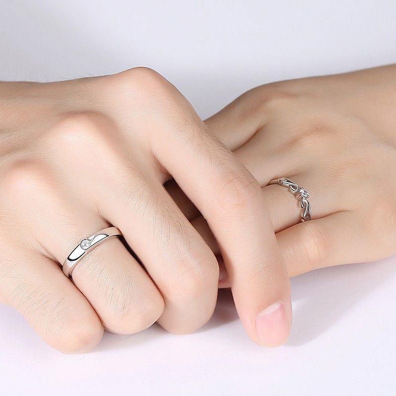 Anneaux De Promesse Simples Pour Couples En Anneaux De Couple Ajustables En Argent Sterling 925