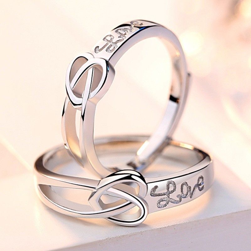 Anneaux De Promesse Simples Pour Couples En Anneaux De Couple Ajustables En Argent Sterling 925