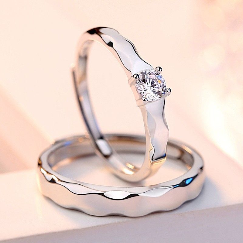 Anneaux De Promesse Simples Pour Couples En Anneaux De Couple Ajustables En Argent Sterling 925