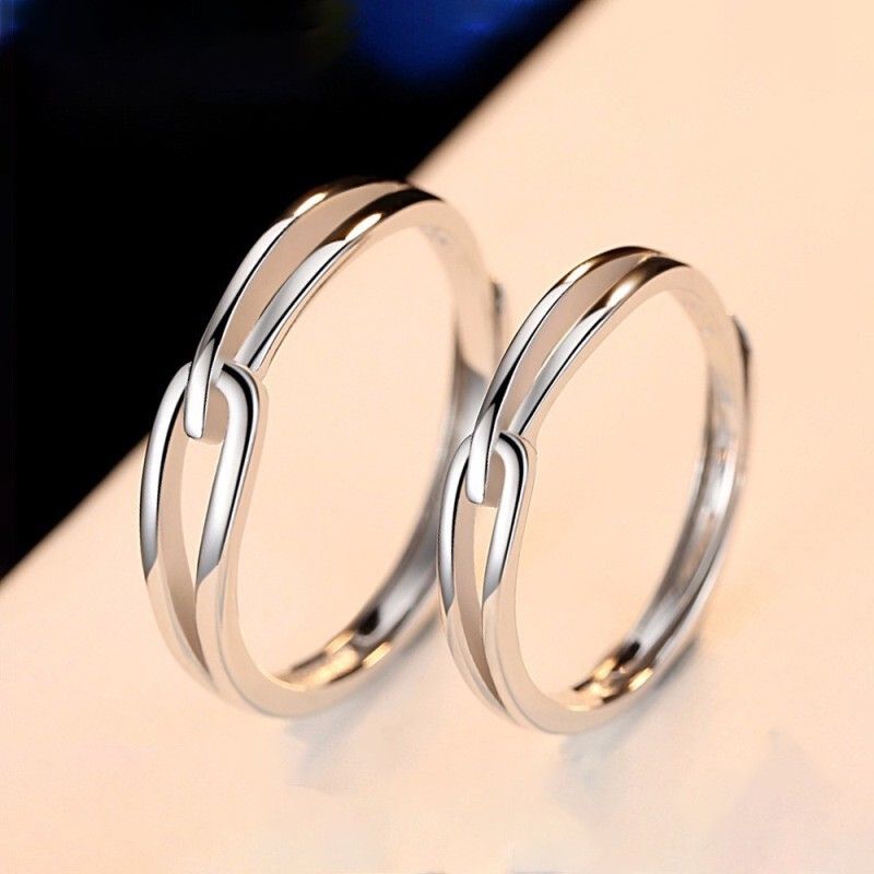 Anneaux De Promesse Simples Pour Couples En Anneaux De Couple Ajustables En Argent Sterling 925