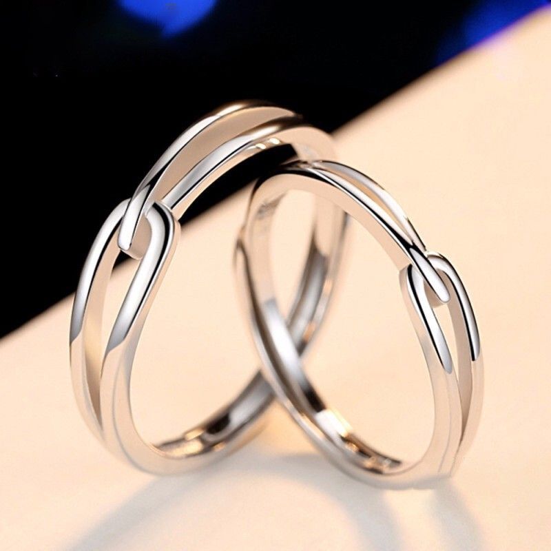 Anneaux De Promesse Simples Pour Couples En Anneaux De Couple Ajustables En Argent Sterling 925