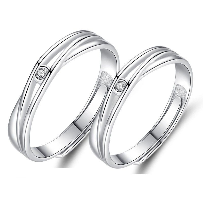 Anneaux De Promesse Simples Pour Couples En Anneaux De Couple Ajustables En Argent Sterling 925