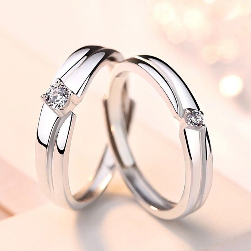 Anneaux De Promesse Simples Pour Couples En Anneaux De Couple Ajustables En Argent Sterling 925