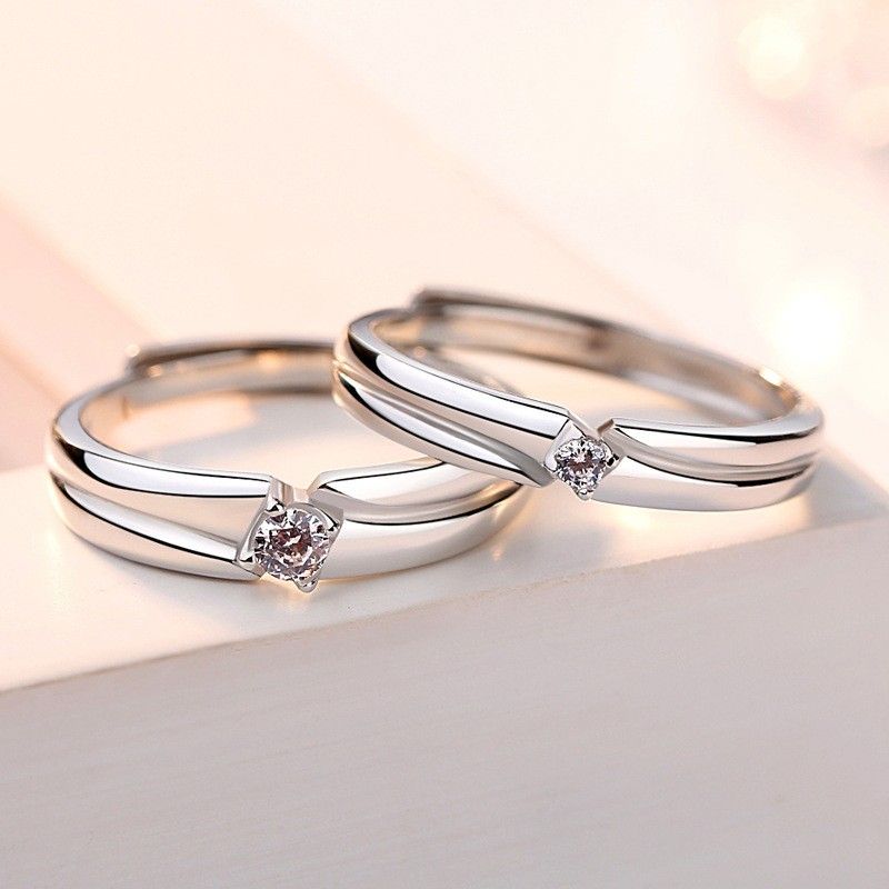 Anneaux De Promesse Simples Pour Couples En Anneaux De Couple Ajustables En Argent Sterling 925