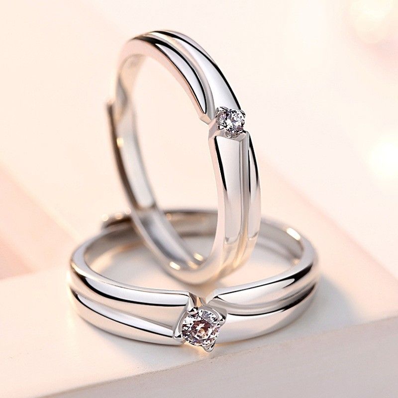 Anneaux De Promesse Simples Pour Couples En Anneaux De Couple Ajustables En Argent Sterling 925