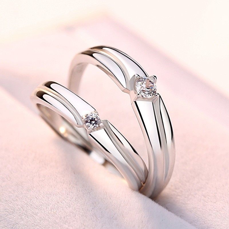 Anneaux De Promesse Simples Pour Couples En Anneaux De Couple Ajustables En Argent Sterling 925