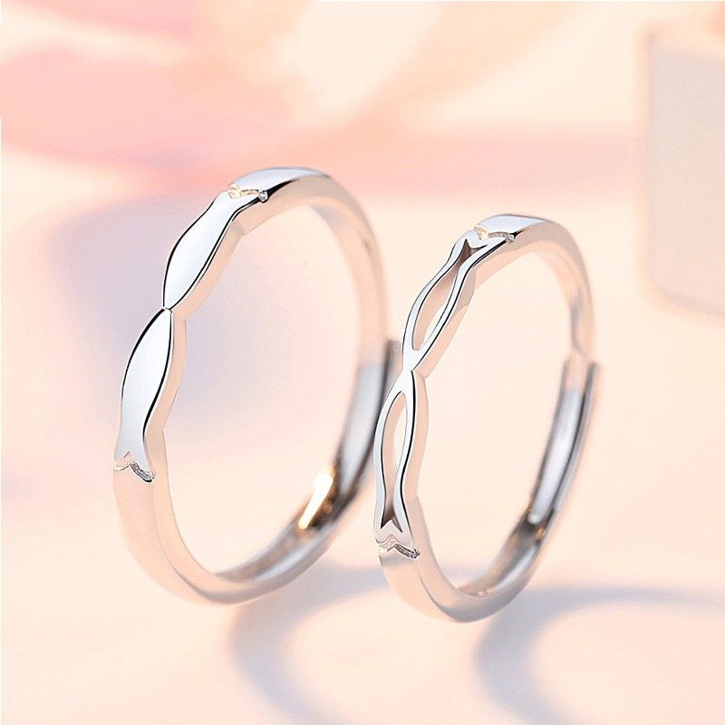 Anneaux De Promesse Simples Pour Couples En Anneaux De Couple Ajustables En Argent Sterling 925