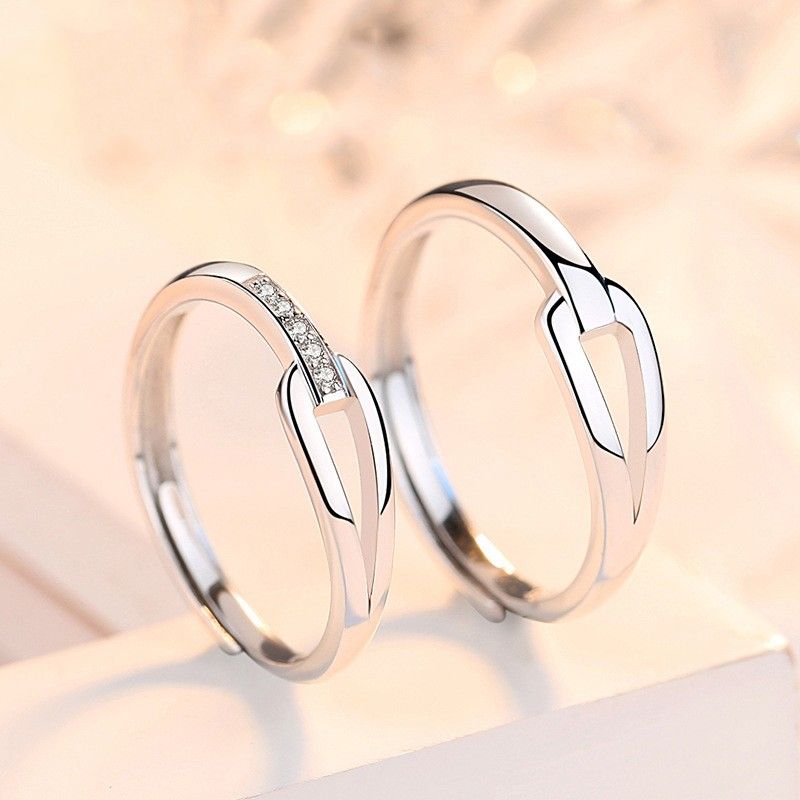 Anneaux De Promesse Simples Pour Couples En Anneaux De Couple Ajustables En Argent Sterling 925