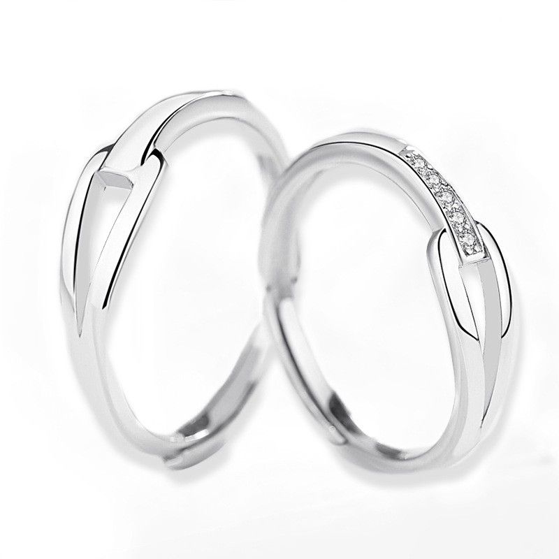 Anneaux De Promesse Simples Pour Couples En Anneaux De Couple Ajustables En Argent Sterling 925