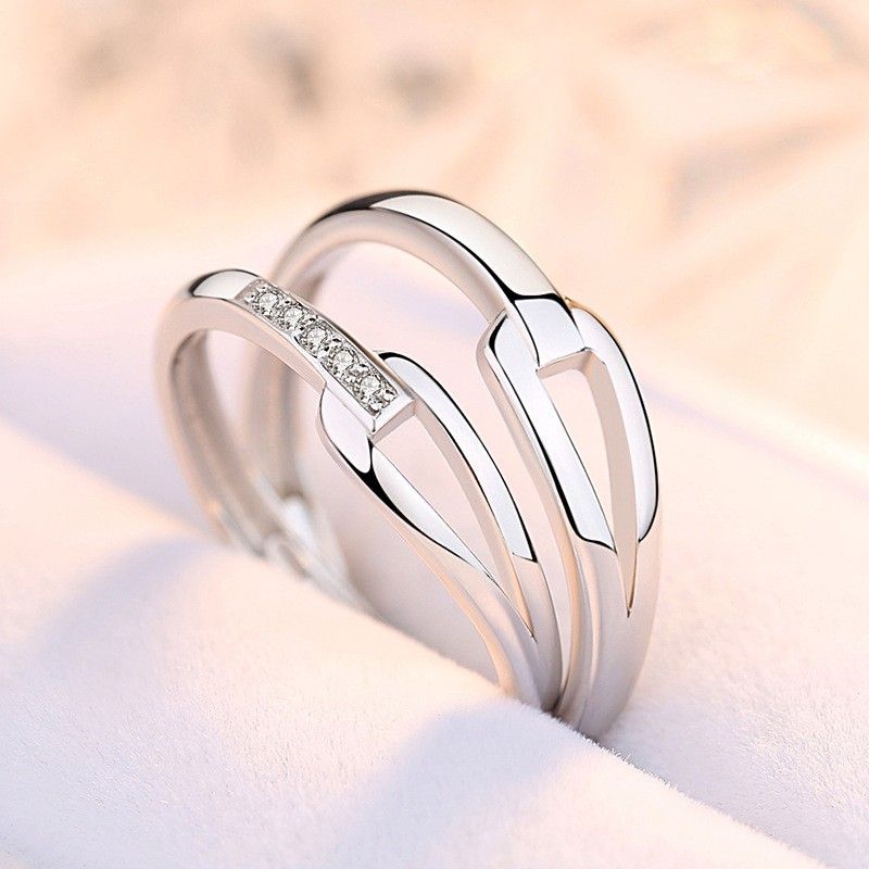 Anneaux De Promesse Simples Pour Couples En Anneaux De Couple Ajustables En Argent Sterling 925