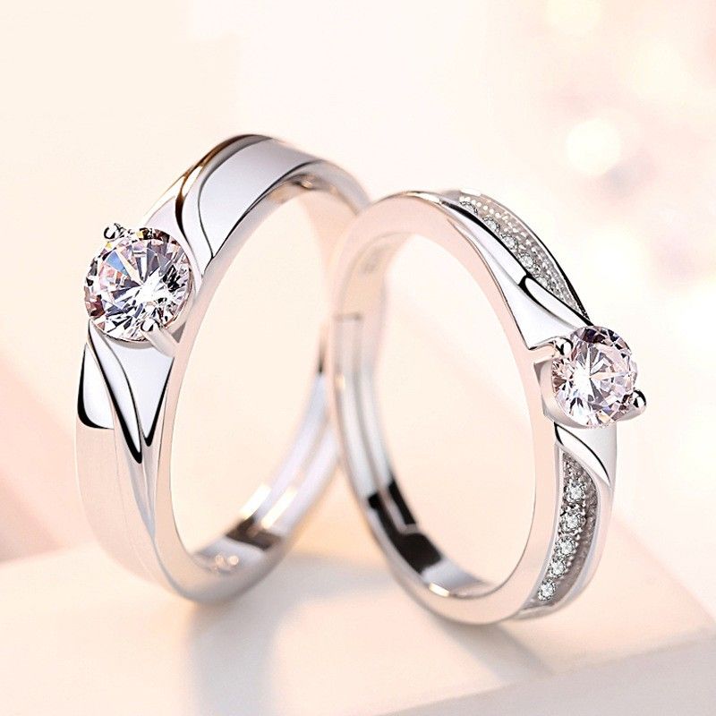 Anneaux De Promesse Simples Pour Couples En Anneaux De Couple Ajustables En Argent Sterling 925