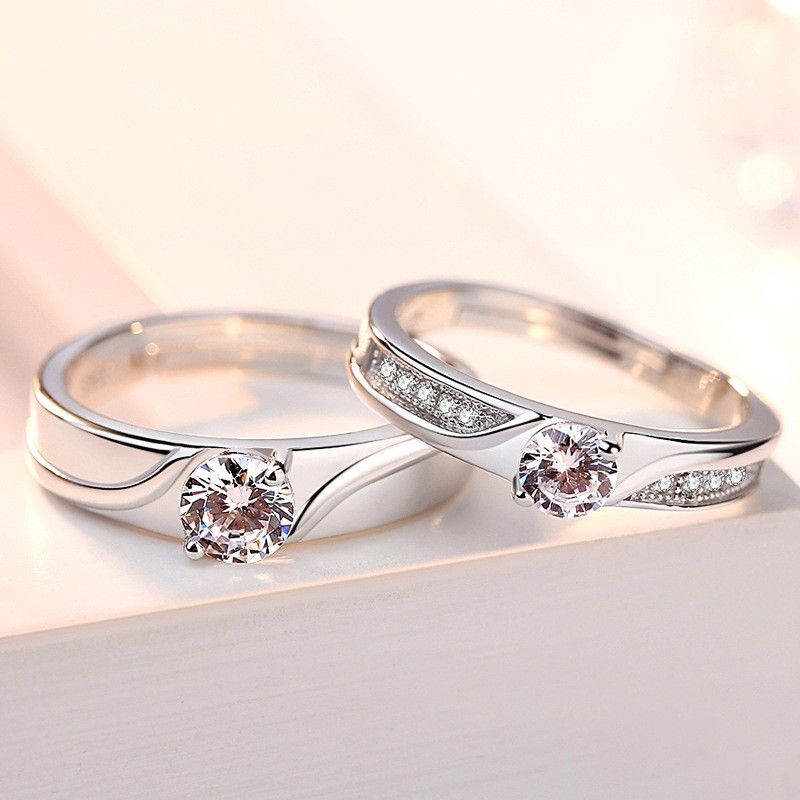 Anneaux De Promesse Simples Pour Couples En Anneaux De Couple Ajustables En Argent Sterling 925