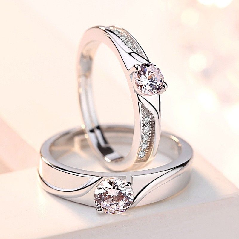 Anneaux De Promesse Simples Pour Couples En Anneaux De Couple Ajustables En Argent Sterling 925