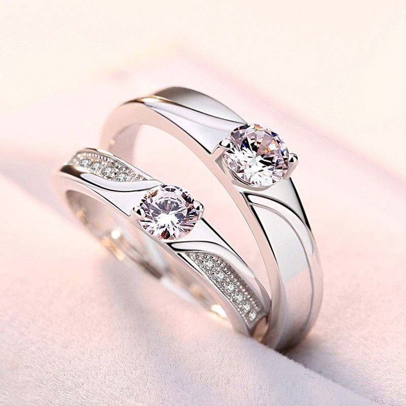 Anneaux De Promesse Simples Pour Couples En Anneaux De Couple Ajustables En Argent Sterling 925