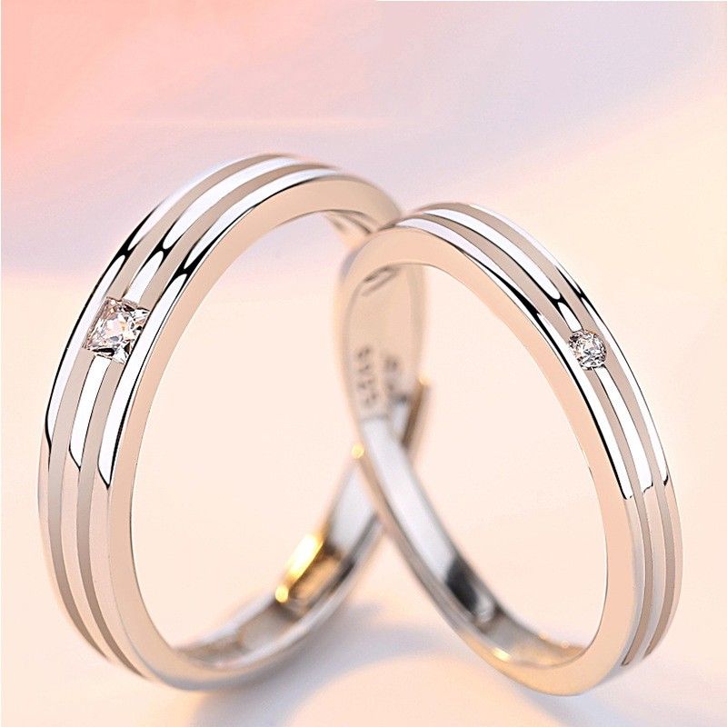 Anneaux De Promesse Simples Pour Couples En Anneaux De Couple Ajustables En Argent Sterling 925