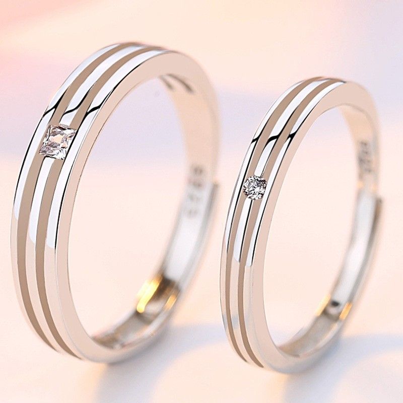 Anneaux De Promesse Simples Pour Couples En Anneaux De Couple Ajustables En Argent Sterling 925