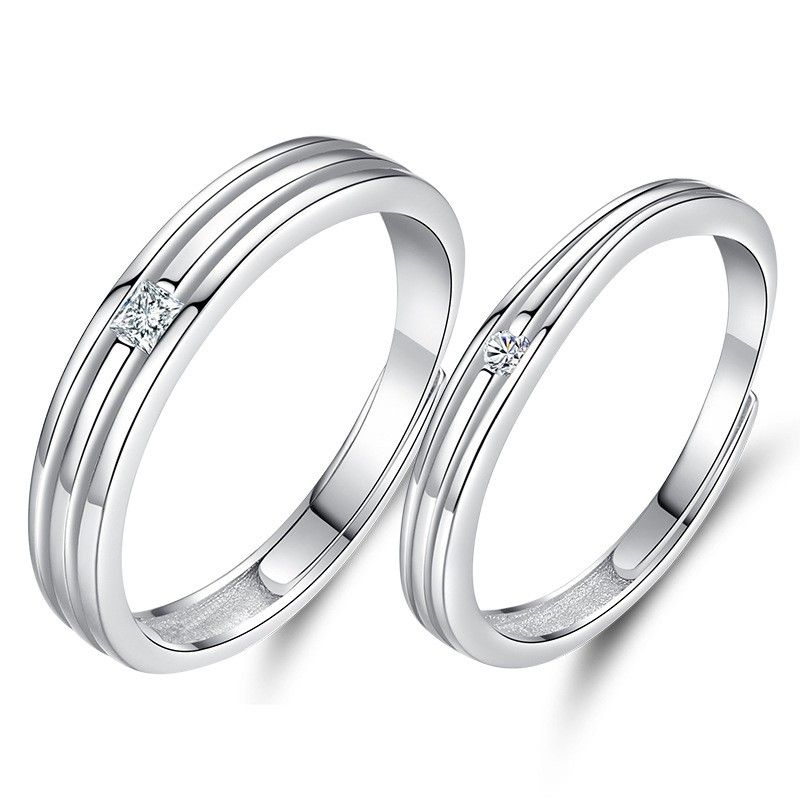 Anneaux De Promesse Simples Pour Couples En Anneaux De Couple Ajustables En Argent Sterling 925