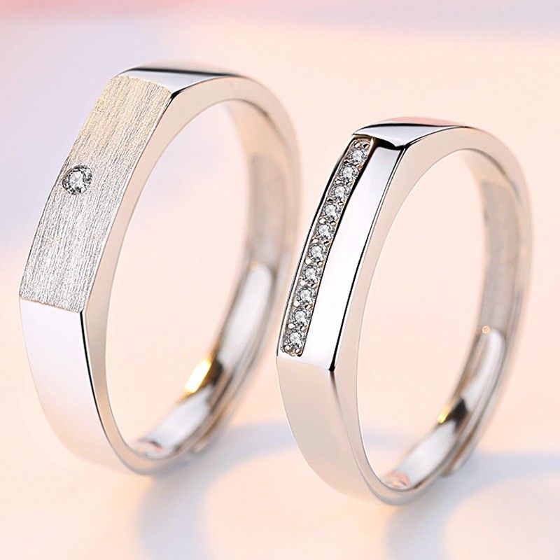 Anneaux De Promesse Simples Pour Couples En Anneaux De Couple Ajustables En Argent Sterling 925