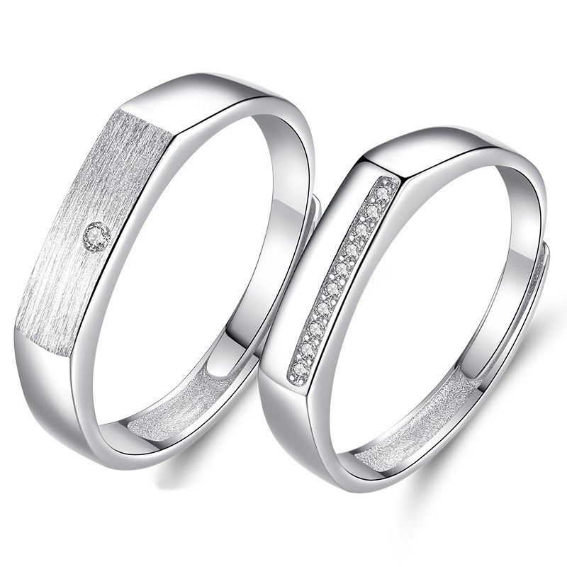 Anneaux De Promesse Simples Pour Couples En Anneaux De Couple Ajustables En Argent Sterling 925