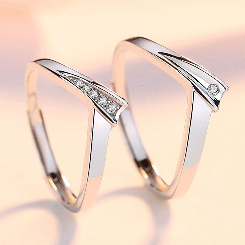 Anneaux De Promesse Simples Pour Couples En Anneaux De Couple Ajustables En Argent Sterling 925