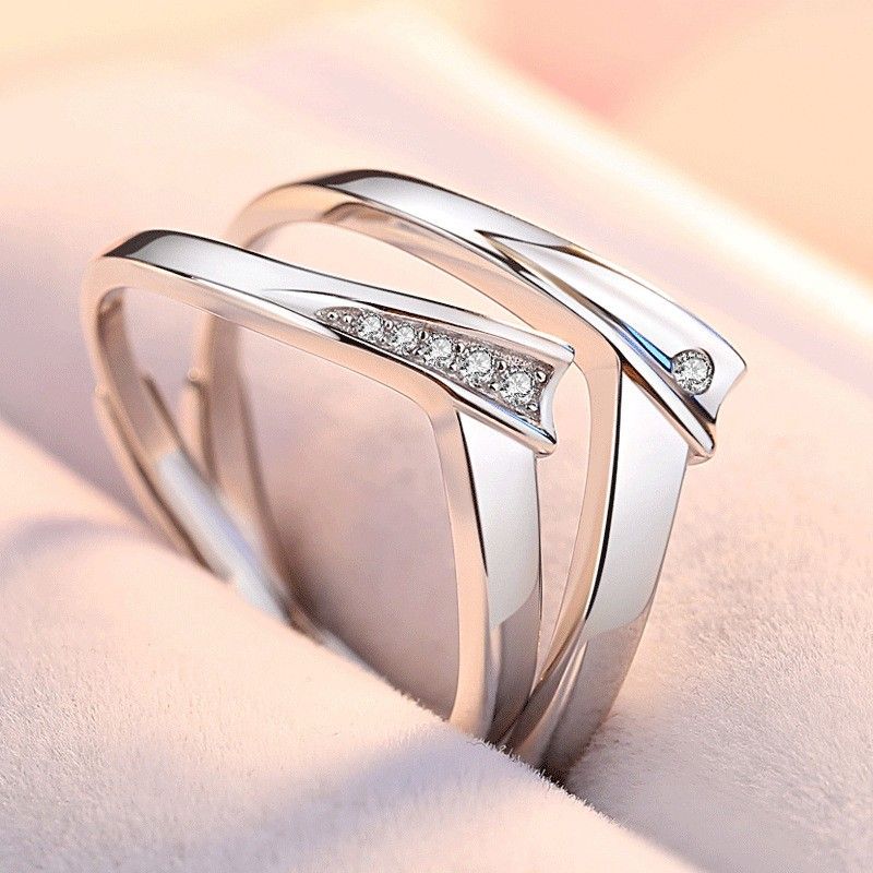 Anneaux De Promesse Simples Pour Couples En Anneaux De Couple Ajustables En Argent Sterling 925