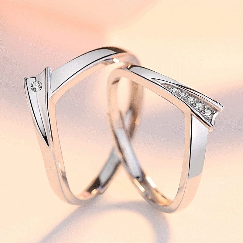 Anneaux De Promesse Simples Pour Couples En Anneaux De Couple Ajustables En Argent Sterling 925