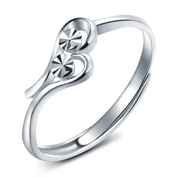 Bague Ajustable Élégante En Forme De Coeur Mignon En Argent Sterling