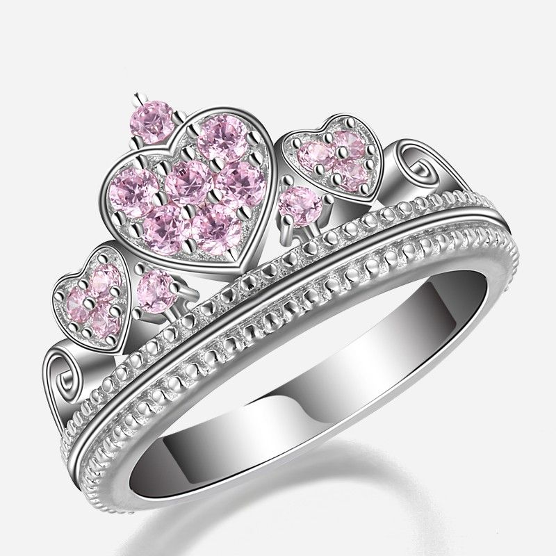 Bague En Argent Sterling 925 Avec Élément De Coeur Conçu D'origine Rose CZ