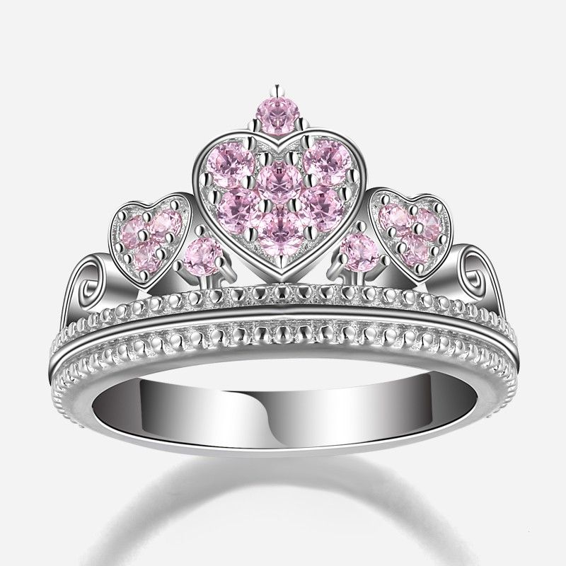 Bague En Argent Sterling 925 Avec Élément De Coeur Conçu D'origine Rose CZ