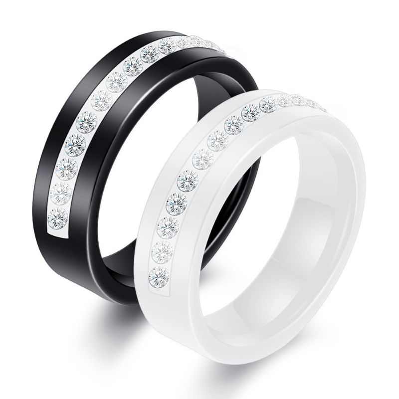Bague En Céramique Simple Aaa Zirconia Ring Couple Wedding Engagement Ring (prix Pour Une Paire)