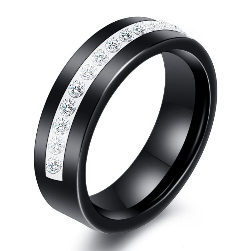 Bague En Céramique Simple Aaa Zirconia Ring Couple Wedding Engagement Ring (prix Pour Une Paire)