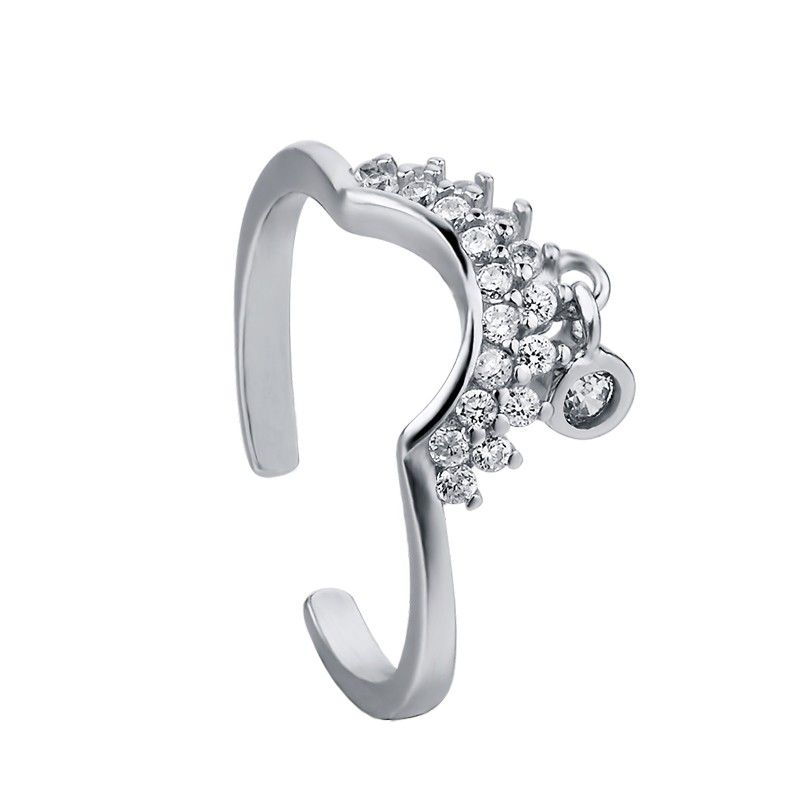 Bague De Cocktail Fashion Princess Crown Avec Zircone Cubique Brillante