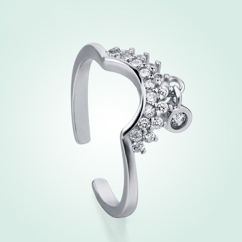 Bague De Cocktail Fashion Princess Crown Avec Zircone Cubique Brillante