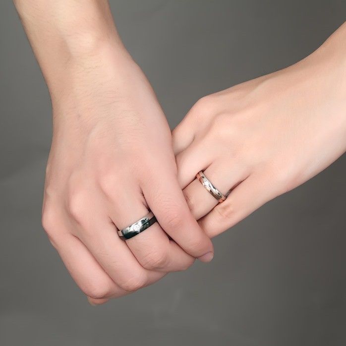 Bague De Couple En Acier Inoxydable Avec Personnalité De La Mode Européenne Et Américaine