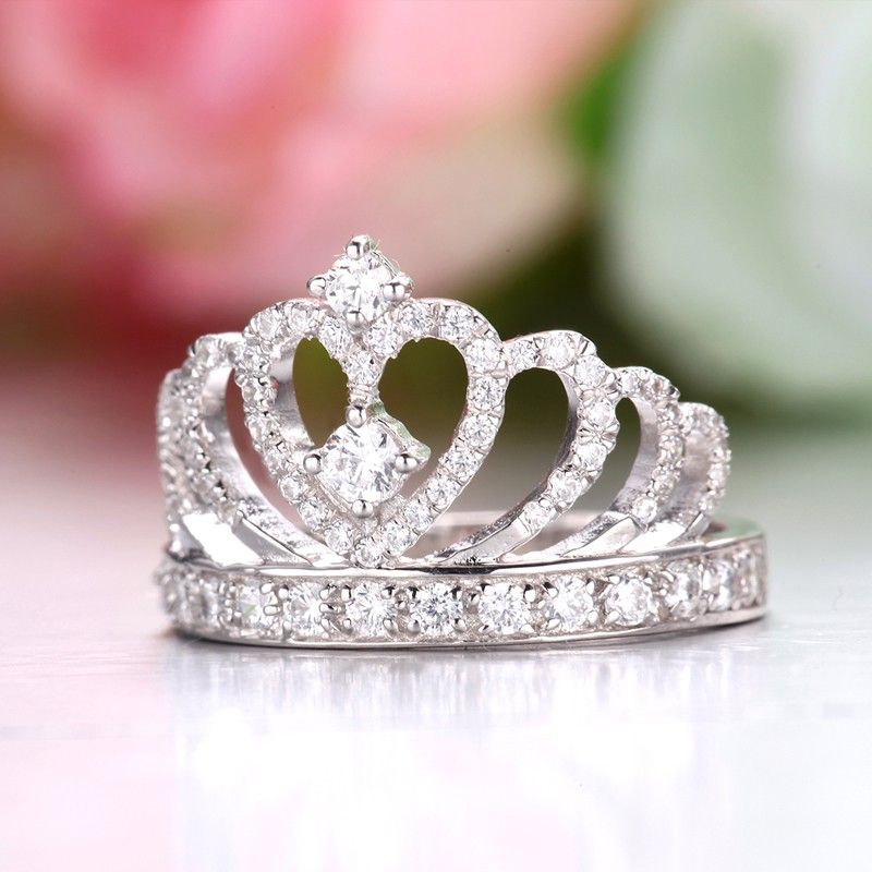 Bague Couronne Princesse En Argent Sterling 925 Avec Incrustation De CZ