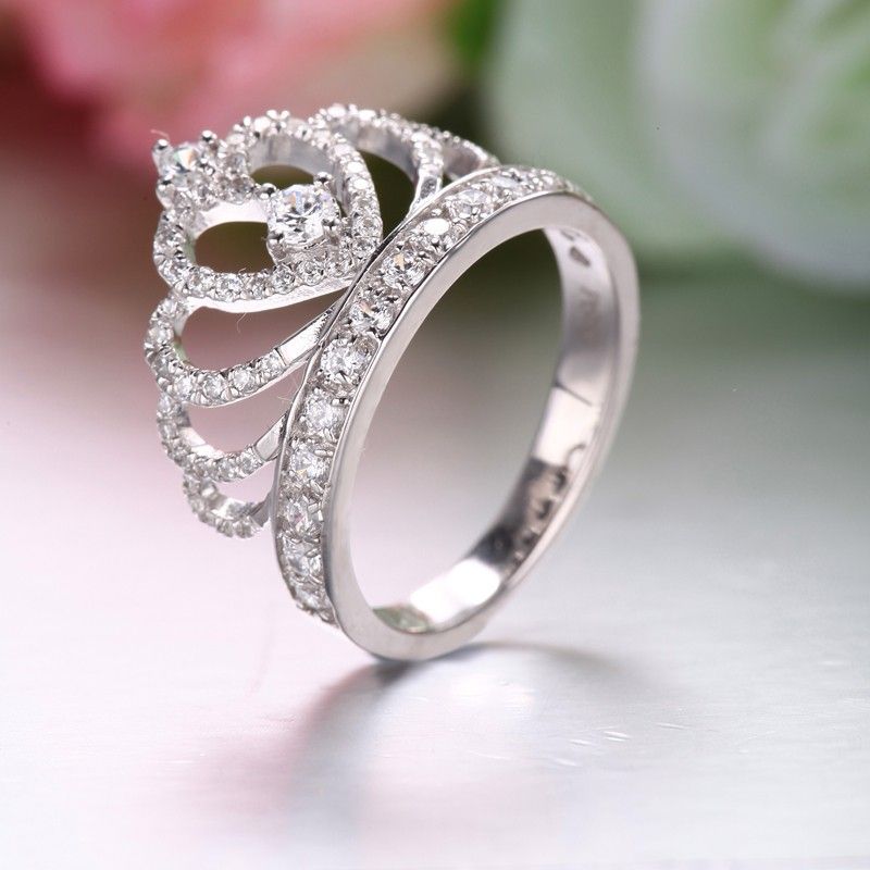 Bague Couronne Princesse En Argent Sterling 925 Avec Incrustation De CZ