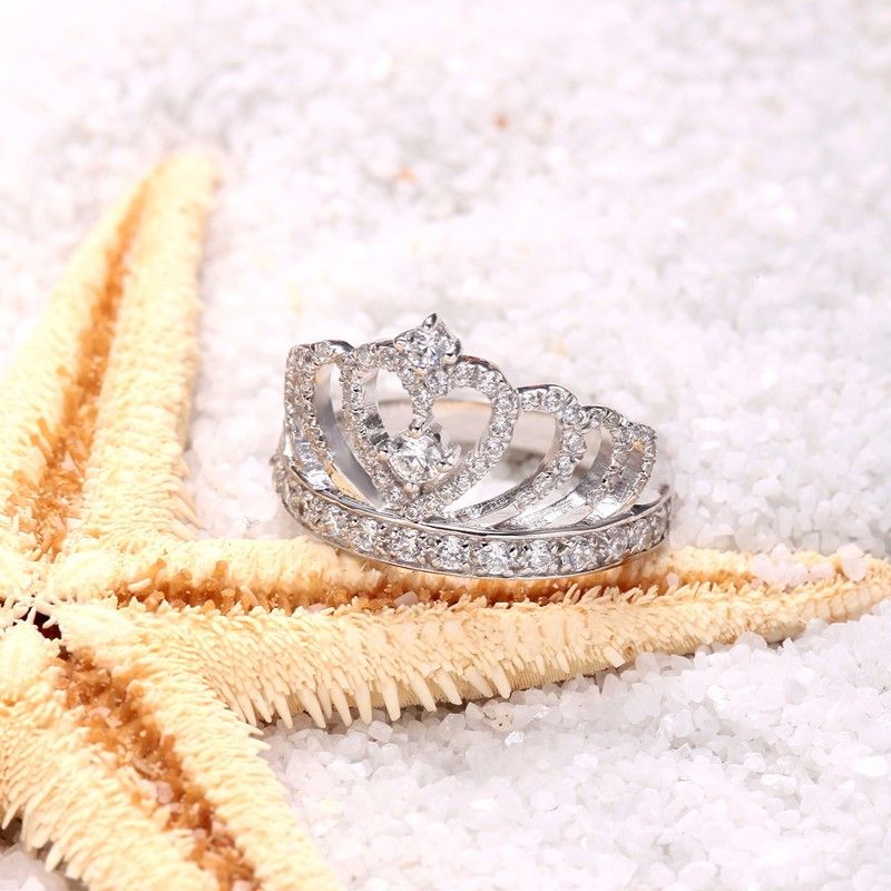 Bague Couronne Princesse En Argent Sterling 925 Avec Incrustation De CZ