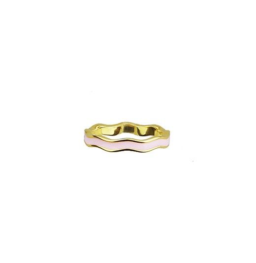 Bague Pour Femme En Émail Délicat Ligne Or Ondulée