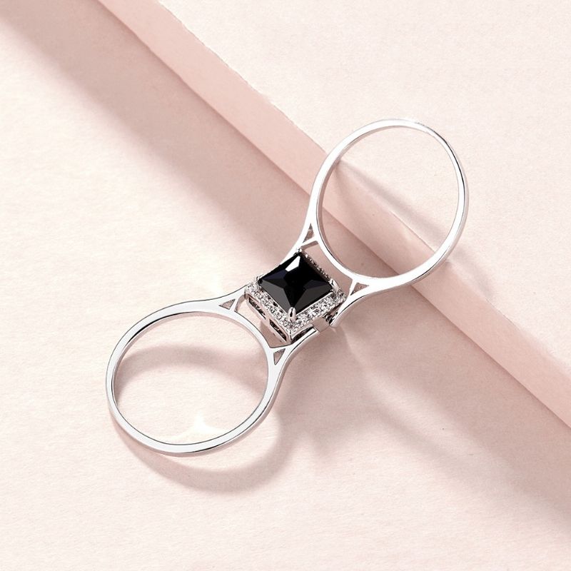 Bague De Femme En Zircon Cubique En Mosaïque De Cuivre De Mode Vintage Simple
