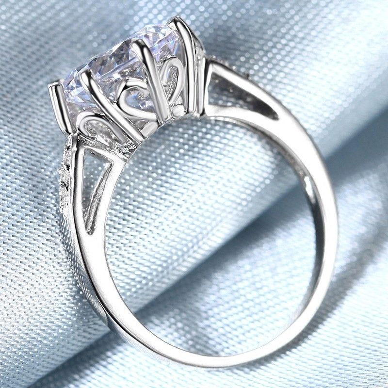 Bague De Fiançailles En Argent Plaqué Alliage Classique Avec Zircone Cubique