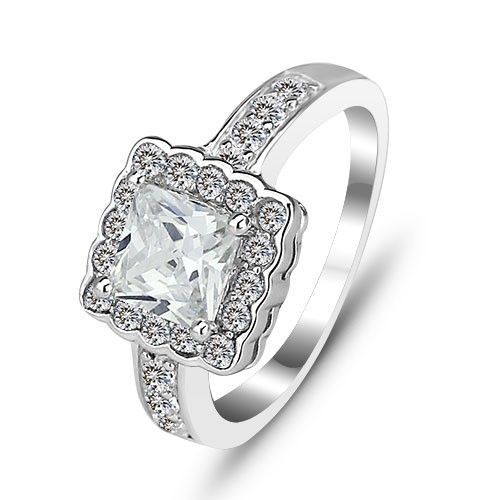 Bague De Fiançailles En Argent Sterling 925 Avec Incrustation De Princesse De Luxe