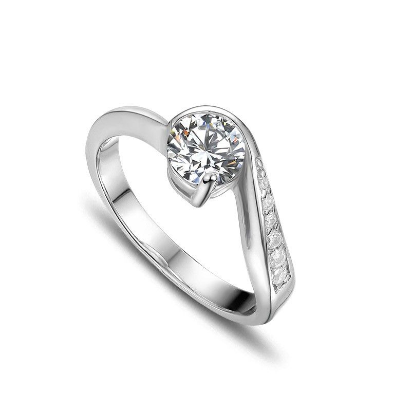 Bague De Fiançailles En Argent Sterling 925 Incrusté De Zircone Cubique