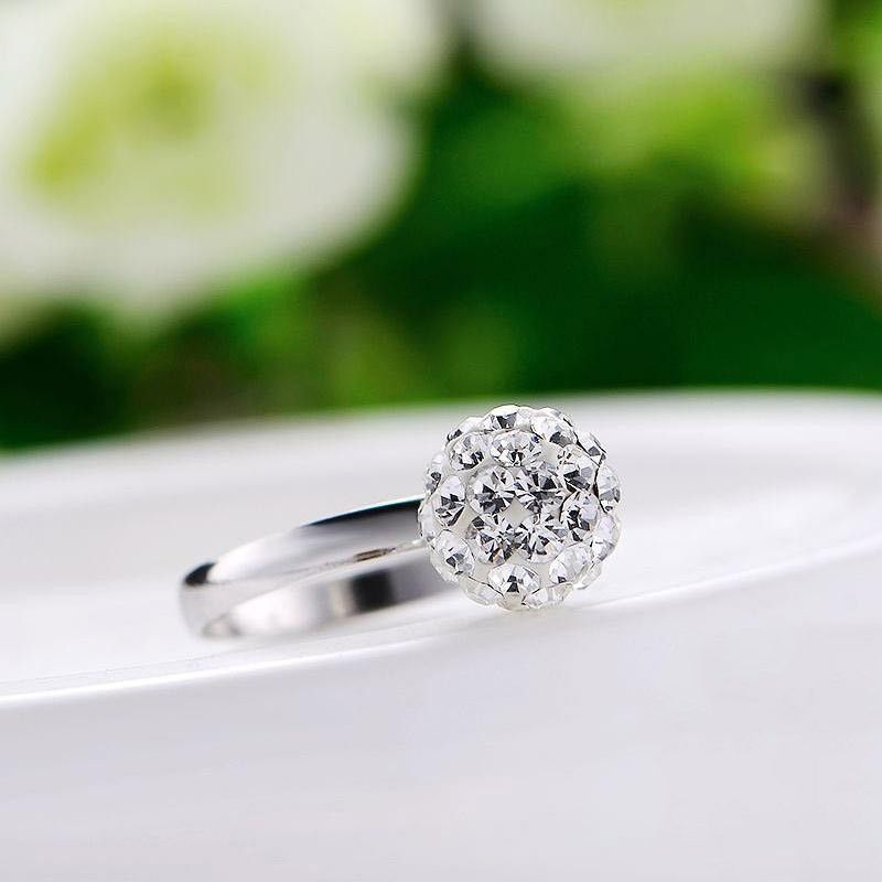 Bague De Fiançailles Avec Atmosphère De Luxe En Argent Sterling 925 Incrusté De Cristal